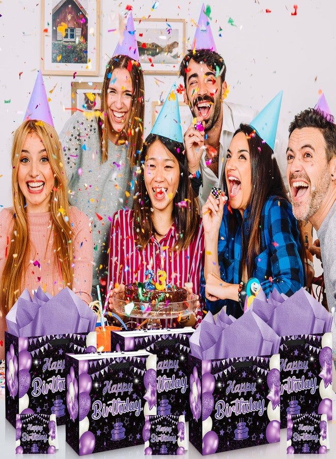 Wayyogh حقيبة هدايا عيد ميلاد واي يوغ الأرجوانية، حقيبة هدايا كبيرة باللونين الأرجواني والأسود مع بطاقة وورق تغليف هدايا عيد ميلاد سعيد، مناسبة للفتيات والسيدات وحفلات الذكرى السنوية والأطفال والكبار. - Image 4